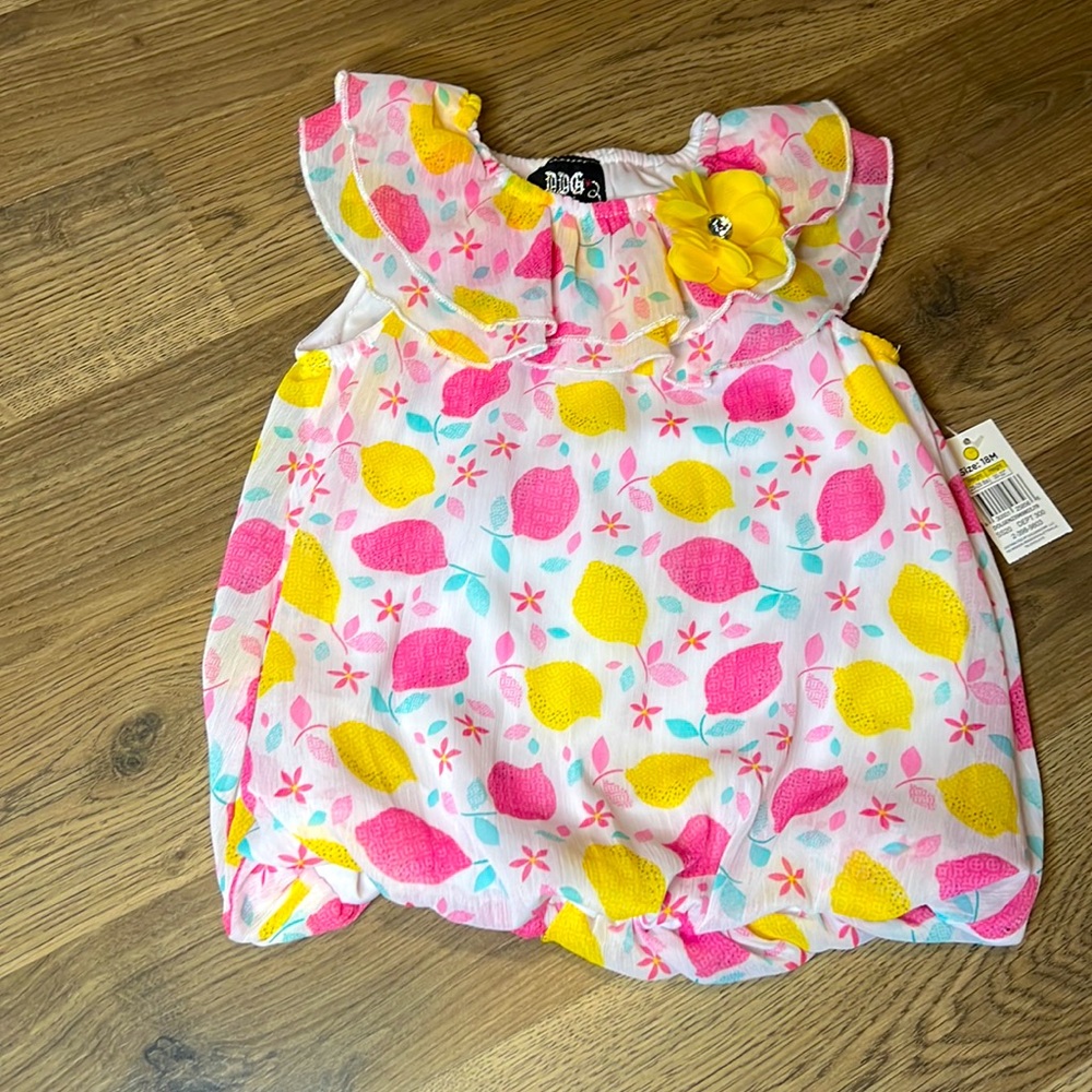 DDG Darlings Lemon Summery Balloon Dress Size 18 months.